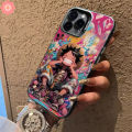 Cartoon Luxury Plated Metal Lens Case Compatible for IPhone 7Plus 11 13 14 15 12 Pro Max XR 7 8 15 14 Plus X XS Max SE 2020 Trend Brand Happy Cool Cartoon Luffy One Piece Soft Case.