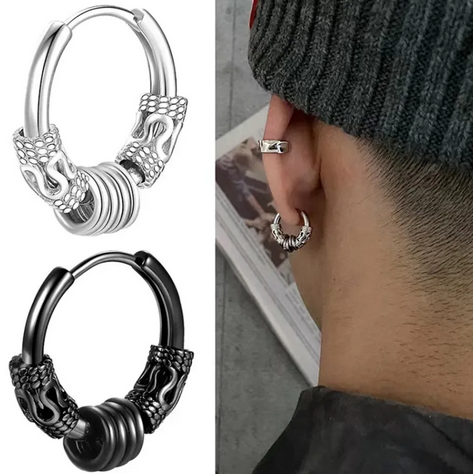 6 Stlyes Personality Dragon Pattern Totem Stainless Steel Earrings for Men Retro Earrings Hip-hop Fashion Earrings for Women