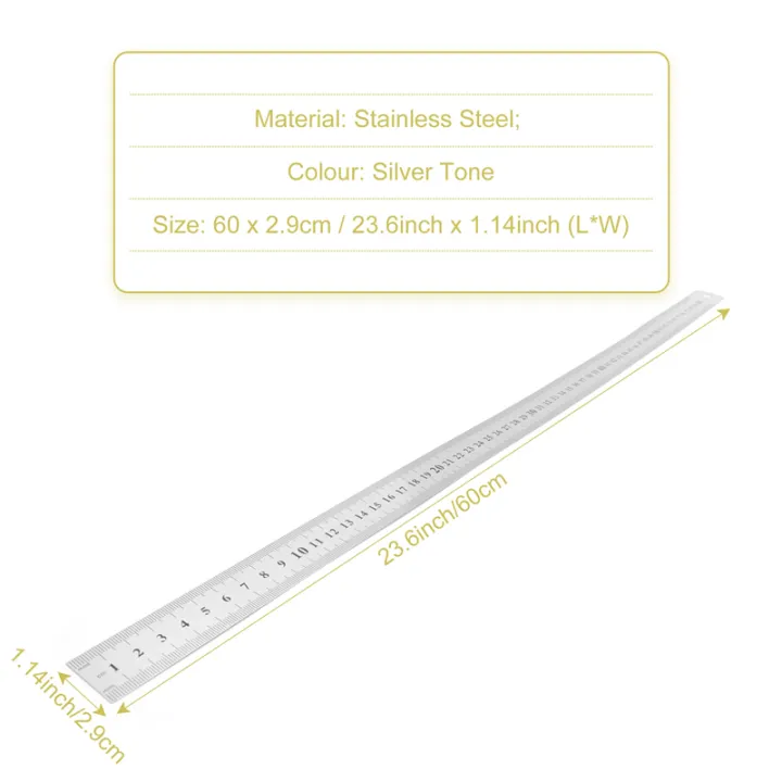 【In-Stock】 Stainless Steel 60cm 23.6 Inch Measuring Long Straight Ruler ...