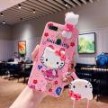 Phone Case For OPPO A7 A5S A12 A3S A37 A9  A5  A53 A92 A52 A31  Cartoon cute 3D Hello Kitty phone case soft silicone phone case cover bracket lanyard. 