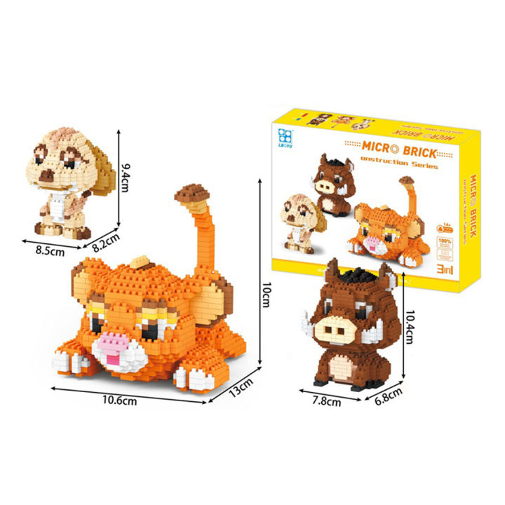 1856Pcs+ Cartoon Nano Blocks Lion Timon Pumbaa Figures Diamond 3D Model Micro Building Blocks for Adults Mini Bricks Mini Block Superman