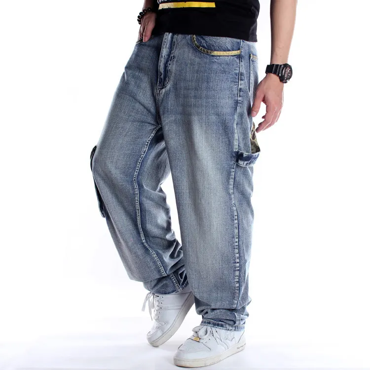 Hip Hop Jeans Men Side Pockets Denim Overalls Men Denim Jeans