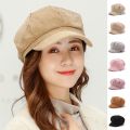 Women Corduroy Berets French Warm Winter Beanie Hat Retro Solid Color Elegant Lady Berets Autumn Street Girls Beret Cap 2023 New. 