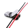 T-shaped double non stripping straight branch connector, press type quick wiring, red and black wire.