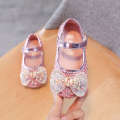 2024 Spring New Fashion Water Brick Cartoon Princess Korean Edition Little Girl Sequin Leather Soft Sole Baby Shoes. 