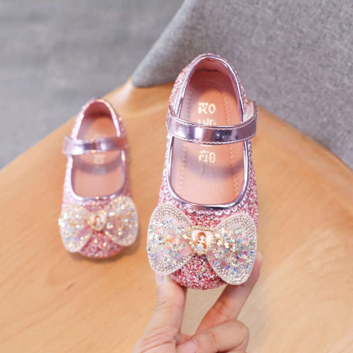 2024%20Spring%20New%20Fashion%20Water%20Brick%20Cartoon%20Princess%20Korean%20Edition%20Little%20Girl%20Sequin%20Leather%20Soft%20Sole%20Baby%20Shoes%20-%20Image%203