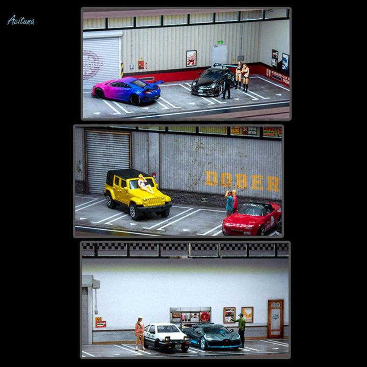 1/64 Scale Diecast Model Car Display Case with Light Protective Garage Display Case for Sports Car Alloy Car Toy Cars Gifts Model Collectors
