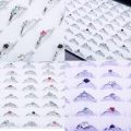 （New）Hot Woman Wholeale Lot 30pc Rhinetone Aorted ilver Plated Ring New. 