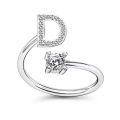 Shining Rhinestone 26 Letters Adjustable Rings Fashion Initial A-Z Alphabet Opening Ring For Women Girls Charm Jewelry Gifts Luyo.