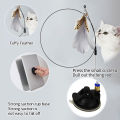 Interactive Cat Toy Funny Cat Stick Toy Playing Teaser Wand with Suction Cup Simulation Feather with Bell Self-hi Cat Toys.