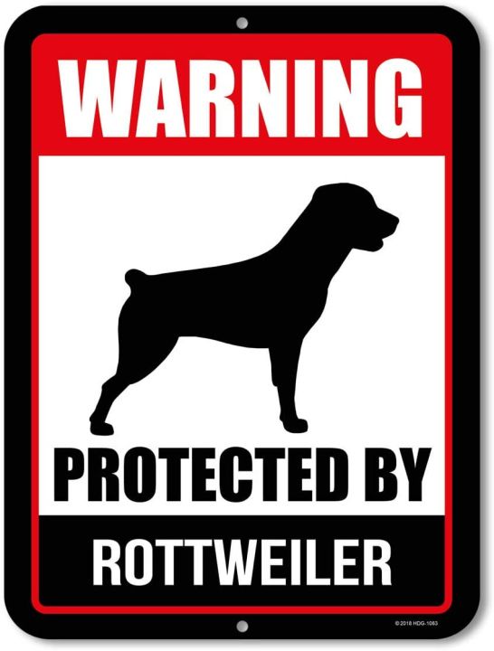 Rottweiler Sign Warning Protected by Rottweiler 9 12 Inch Beware of Dog ...