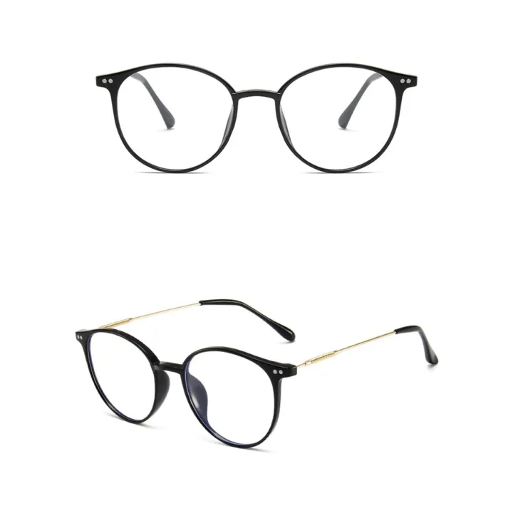 【3C VictoryEagle】oval glasses frame retro lightweight rice nail anti-blue glasses red the same model plain light mirror