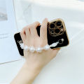 Jizetin for Vivo Y19 Back Cover With White Flowers Chain Wristband Luxury Plating Fashion Bracelet Phone Cases. 