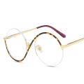 New Fashion Round Semi-Rimless S Shape Women EyeGlasses Big Frame Clear Lens Optical Eyewear Men Vintage Anti-Blue Light Glasses. 