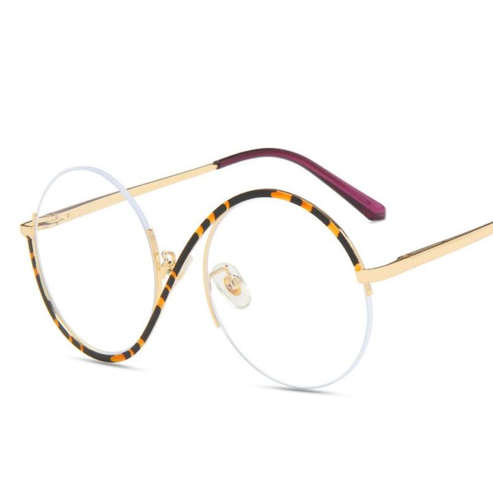New%20Fashion%20Round%20Semi-Rimless%20S%20Shape%20Women%20EyeGlasses%20Big%20Frame%20Clear%20Lens%20Optical%20Eyewear%20Men%20Vintage%20Anti-Blue%20Light%20Glasses%20-%20Image%204