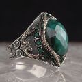 Retro Handmade Islamic Men Ring Vintage Turkish Double s Black Red CZ Stone Ring Punk 2023 Trendy Religious Muslim Jewelry.