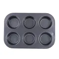 6 Round Non Stick Muffin and Big size Cupcake Mold - Black. 