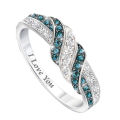 Women Shining Rhinestone Inlaid I Love You Letters Wedding Ring Jewelry Gift.