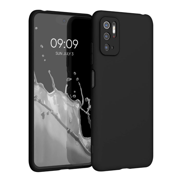 Xiaomi Poco M3 Pro 5G Silicone Matte Flexible Soft Phone Case - Black - Phone Back Cover