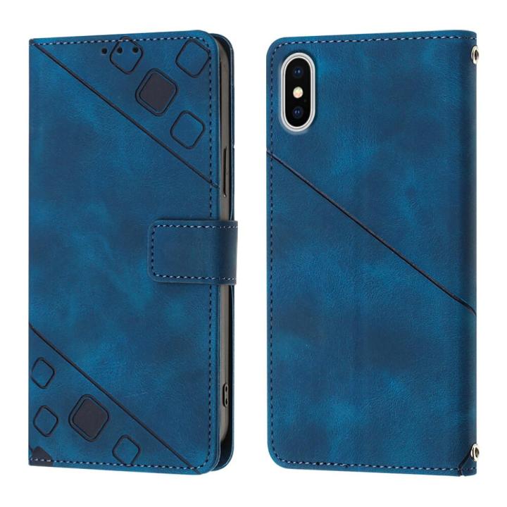 Casing For iPhone XS Max Case Fashion Square Pattern Flip PU