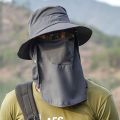 Sun Hat Men's Fishing Hat Summer Fisherman Hat Outdoor Mountaineering Sun Hat Face Cover Ultraviolet-Proof Sun Hat.