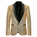 Gold Black Sequin Blazer Men Blue Silver Red Sparkly Glitter DJ Blazer Jacket Wedding Party Dress Suit Stage Clothes for Singers. 
