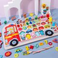 Montessori Educational Wooden Toys Preschool Children Fire Truck Busy Board Math Fishing Games Early Toys For Kids Xmas Gifts. 