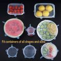 Silicone Stretch Lids, Reusable Plastic Wrap Alternative, 6-Pack Eco Friendly Food Storage Covers, Clear Color.