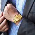 FNGEEN S336 Watch Men / 3D Engraving Golden Dragon Mechanical Watch for Men / Stainless Steel Waterproof Watches.