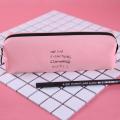 Cute Pink pencil case for girls Kawaii Black white Dot Pu Leather Pen Bag Stationery Pouch Office School Supplies Zakka escolar.