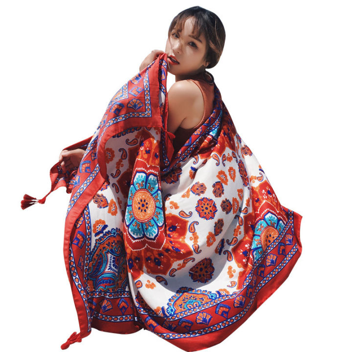 Xiaohongshu%20New%20Ethnic%20Style%20Scarf%20Summer%20Beach%20Travel%20Sunshade%20Silk%20Scarf%20Sunscreen%20Cotton%20and%20Linen%20Printed%20Shawl%20Wholesale%20-%20Image%206