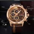 NAVIFORCE NF9110 - Black PU Leather Wrist Watch for Men- Brown & Rose Gold. 