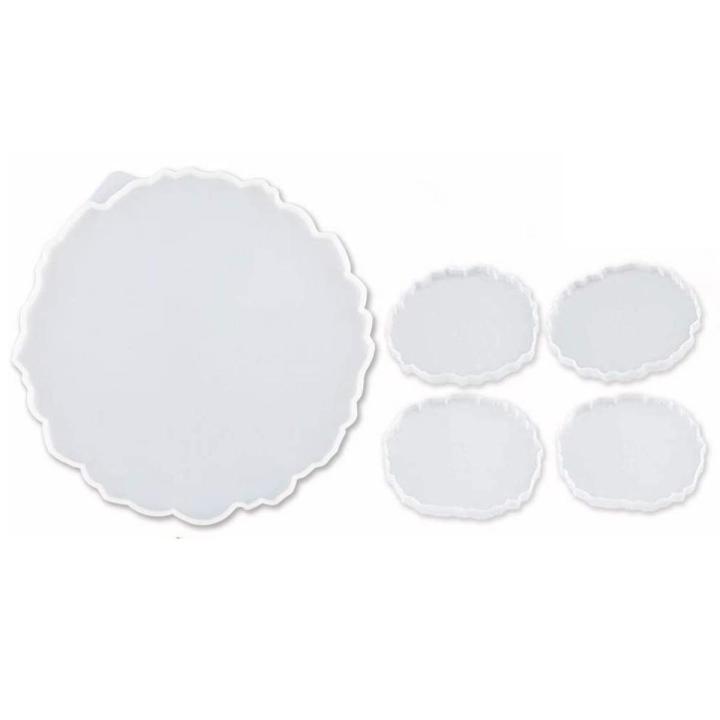 Individual Silicone Resin Molds, 1 Pcs Large Resin Tray Mold + 4 Pcs Coaster Molds, Tray Molds, Tray and Coaster Epoxy Molds Set
