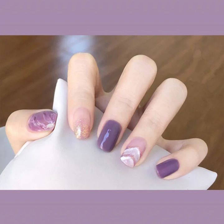 24Pcs/Box%20Sweet%20Short%20Round/Square%20Head%20False%20Nail%20Art%20Full%20Cover%20Detachable%20Artificial%20Nails%20Ballerina%20Press%20on%20Nails%20Tips%20-%20Image%203
