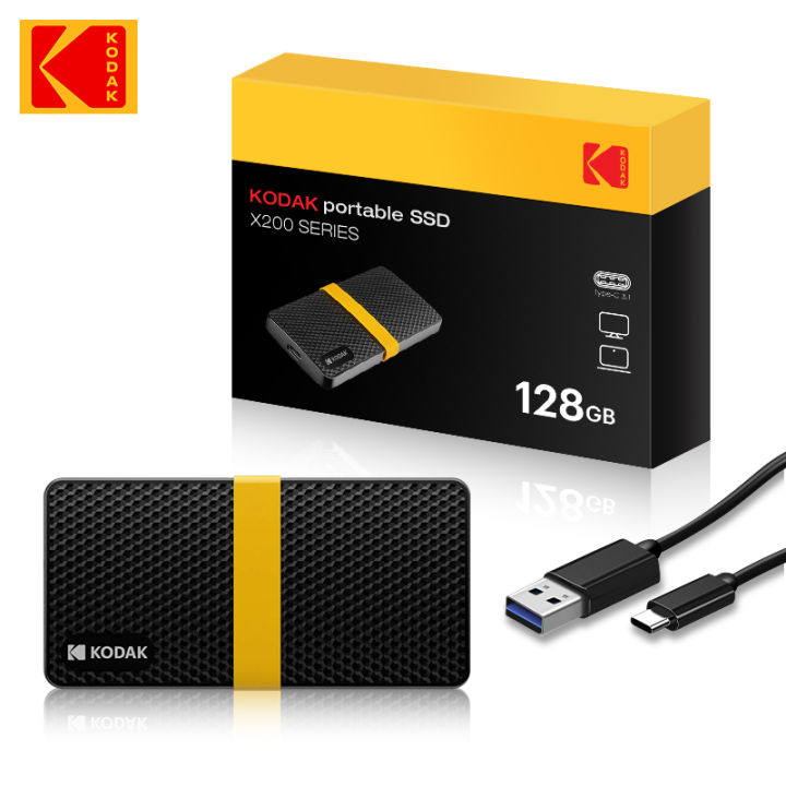 KODAK X200 External SSD Hard Drive HD Externo 128GB USB3.1 Mini Portable SSD 128GB for Laptops Smartphone PS4 PC MAC TV