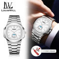 LouisWill Men Watch Men's Fashion Simple Calendar Waterproof Steel Band Watch Waterproof Quartz Watch With Calendar Original Fashion Men Watches Luxury Men Watch. 