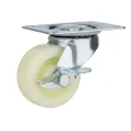 2" 4PC Universal Swivel Casters Furniture Wheel Castor White PP Nylon Dual Roller Wheel For Platform Trolley Chair Fixed Swivel-MHN.