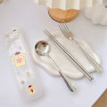 Mymelody Kawaii Anime Tableware Set Sanrio Spoon Fork Chopstick Cutlery Portable Dinnerware Flatware with Case for Office Worker. 