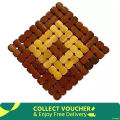 6 Pcs Wooden Dining Mat Set - Large Size, Square Bamboo Placemats, Insulation Backed Pads. 