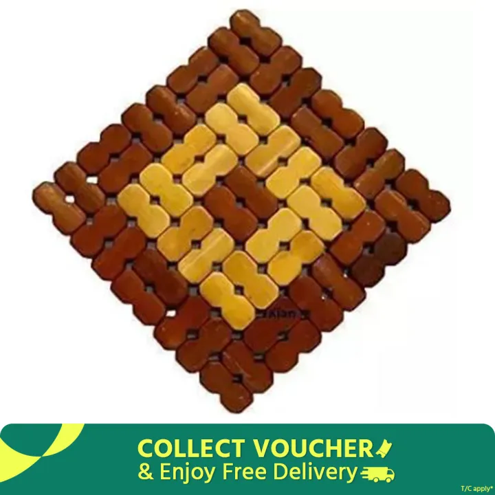 6%20Pcs%20Wooden%20Dining%20Mat%20Set%20-%20Large%20Size,%20Square%20Bamboo%20Placemats,%20Insulation%20Backed%20Pads%20-%20Image%202
