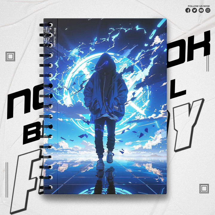 Spring Notebook Design Boy Notebook Dashing Boy Walking Ink Illusion Theme Design Rise360 Writing ...