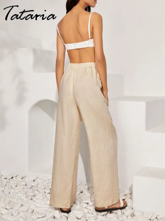 Women%20Cotton%20Linen%20Pants%20White%20Mid%20Waisted%20Loose%20Wide%20Leg%20Pant%20Summer%20Baggy%204XL%205XL%20Thin%20Soft%20for%20Girls%20Pants%20Female%20Trousers%20-%20Image%206