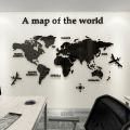 【Fashion】3d Wall Solid Acrylic World Map For Living Room Office Home Decor World Map Wall Decals Mural For Kid.