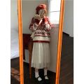 Christmas Red Sweater Women's Autumn and Winter New Popular Retro Loose Soft Glutinous Western Style Knitted Top.
