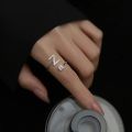 Fashion Crystal Name Letters Rings Classic Cubic Zirconia Adjustable Opening Alphabet Finger Rings For Women Girls Party Jewelry. 