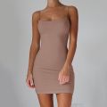 Spaghetti Strap Mini Dress Summer Women Bodycon Club Party Dresses Female Camisole Solid Black White Sheath Sundress.