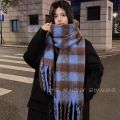 Autumn and Winter New Cashmere-like Plaid Scarf for Women Winter Korean Style Versatile High-Grade Shawl Thickened Warm Scarf Fashion. 