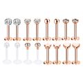 12~16Pcs/Lot Stainless Steel Lip Labret Piercing Studs Set Lengua Monroe Barbell Lip Ring Tragus Cartilage Conch Ear Piercing.