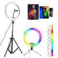 10" RGB LED Soft Ring Light with Tripod Stand for Photography Makeup YouTube Video Shooting Selfie - Ring Light. 