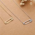 Genuine 925 Sterling Silver Safety Pin Necklace for Women Crystal Pin Shape Necklaces Charms Jewelry Necklace for Women Pendants.